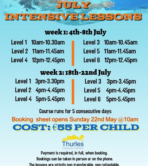 July Intensive Swim Lessons